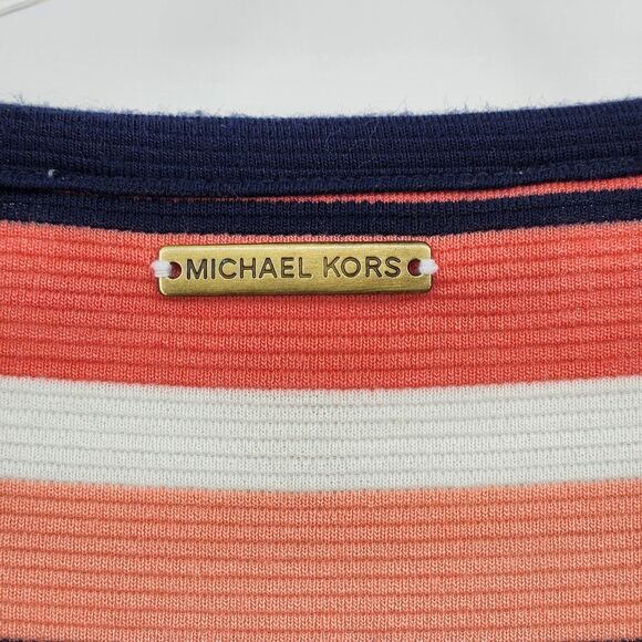 Michael Kors Drop Waist Dress Size XL Pink Blue Stripe Flounce Ruffle Preppy Y2K - Picture 9 of 9